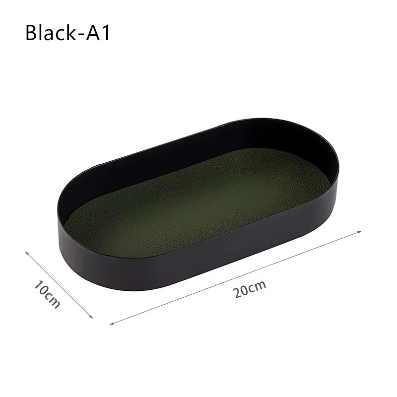 Wrought Iron Desk Organizer Tray Storage Holder Desktop Box Oval Porch Key Rack Home Decoration