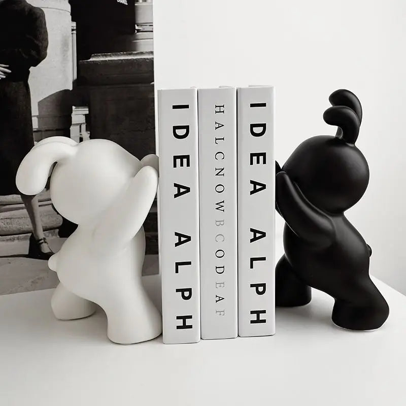 1 Pair Desk Organizer Creative Rabbit Bookend Ceramic Ornament Desktop Book Holder Cute Gift Simple Nordic Style Book Organizer